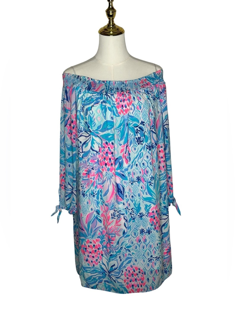 Lilly Pulitzer Maryellen Off the Shoulder Long Sleeve Mini Dress EUC Sz M cruise